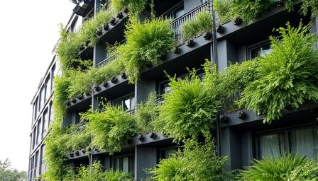 Groene gevel in een stadslandschap