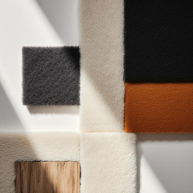 Abstracte kunstcompositie met geometrische en natuurlijke vormen